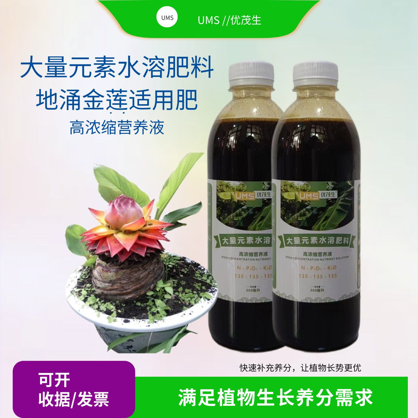 地涌金莲红莲青莲大量元素营养液专用阳台花卉庭院绿植喷施水溶肥