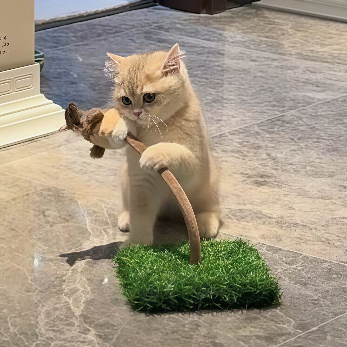 毛绒麻雀弹簧逗猫棒猫咪自嗨解闷发声玩具丛林小鸟草盘草坪猫抓板