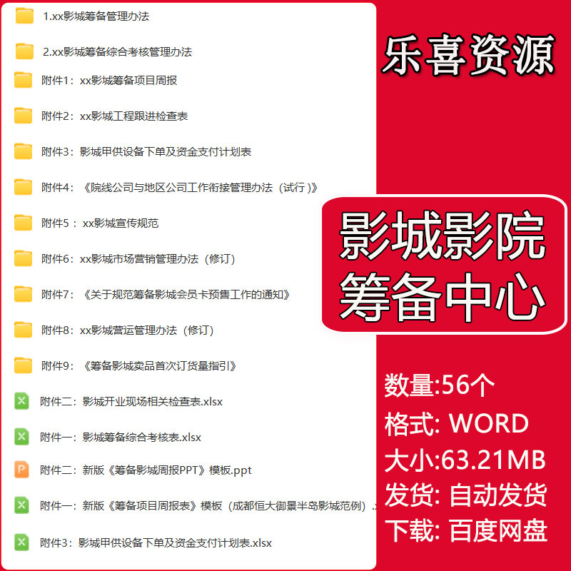 影城筹备综合考核管理办法开业现场检查进度表及影城筹备项目周报