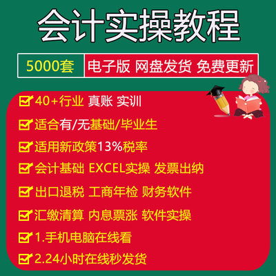 会计实操做账报税真账实训视频教程手工账课入门基础知识模拟软件