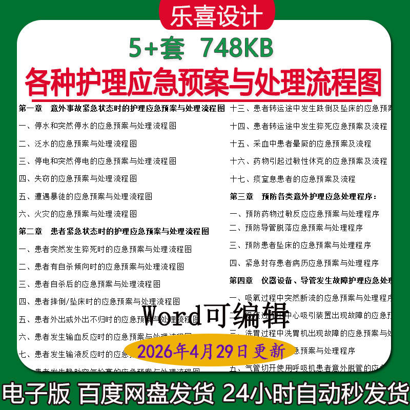 各种护理应急预案与意外事故紧急状态护理患者紧急状态处理流程图