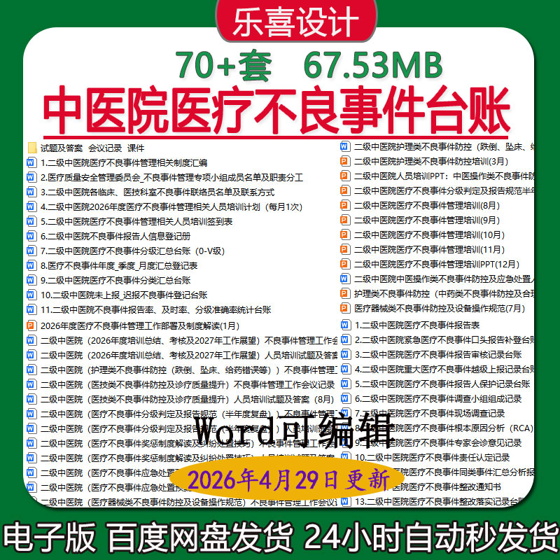 中医院医疗不良事件台账管理制度管理相关人员培训计划试题及答案