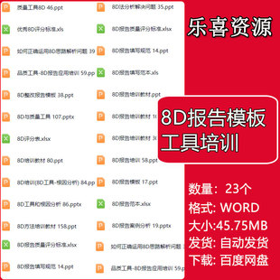 8D报告模板8D工具培训产品质量问题解决质量管理技术分析PPT资料