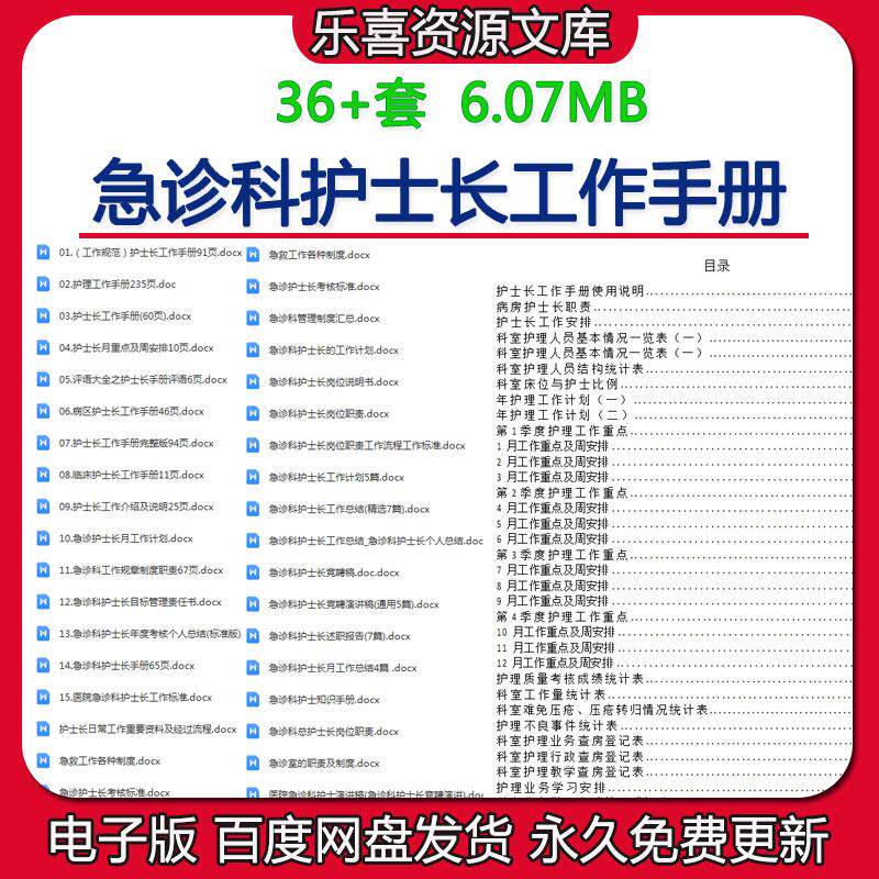 急诊科护士长工作手册及岗位说明书病房护理流程查房管理计划预案