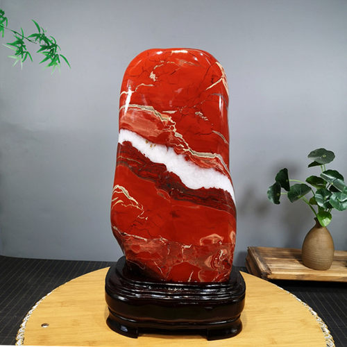 天然红碧玉鸡血石奇石原石摆件