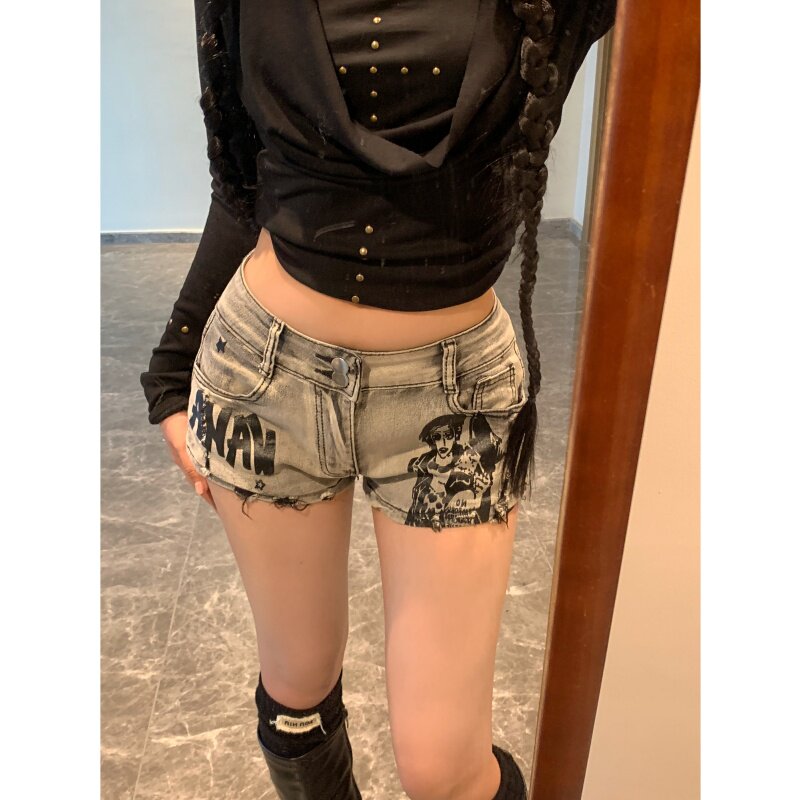 2120-P40 女夏短款红高腰紧身弹力性感热辣热裤图片