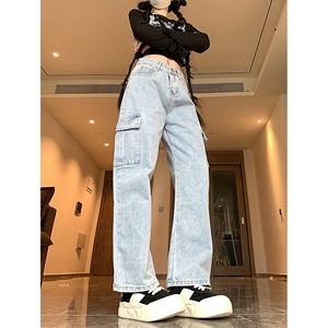 2025四季新款牛仔裤女直筒宽松新款春夏vibe工装裤子高街ins潮,女装牛仔裤,电商A306A