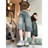 2025春夏复古直筒简约牛仔短裤男女宽松阔腿裤子五分裤子潮，男装牛仔裤，电商A306A