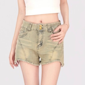 2270-P38 辣妹不规则复古牛仔短裤女夏季高腰弹力修身热裤,女装牛仔裤,电商A306A