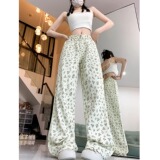 2025春夏美式小清新碎花百搭阔腿裤女新款显瘦直筒长裤女裤，男装牛仔裤，电商A306A