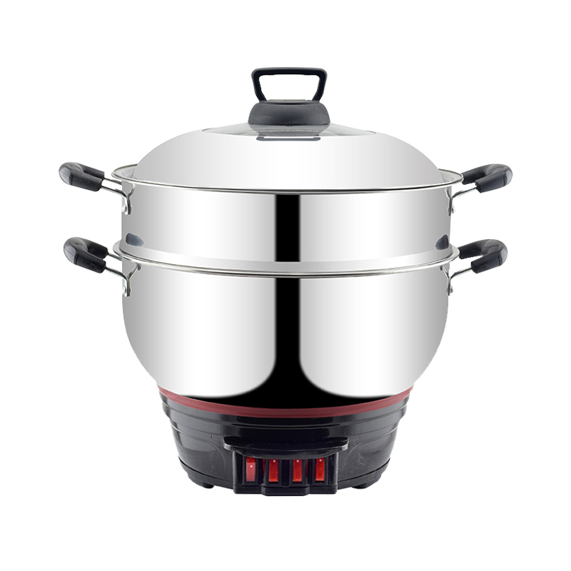 山东淄博周村多功能电热锅学生宿舍蒸煮炖多层家用不锈钢一体式双层电