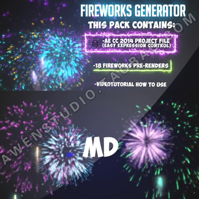 CC 2014版本的18种漂亮的烟花烟火素材fireworks动画AE模板