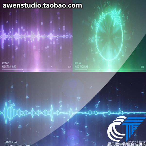 根据音乐产生音频可视化频谱波形霓虹灯动画图形背景视频ae模板