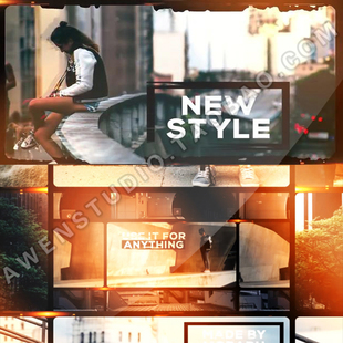 网格照片缩放移动轮流立体空间感视频剪辑展示幻灯片头AE模板