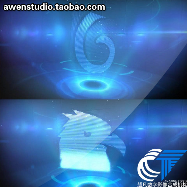 高科技感全息投影光效效果展示LOGO标志演绎开场片头AE模板