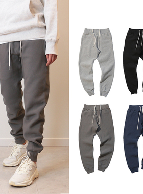 380克横织纯色简约基础款中性男女秋冬加绒休闲长裤运动裤卫裤