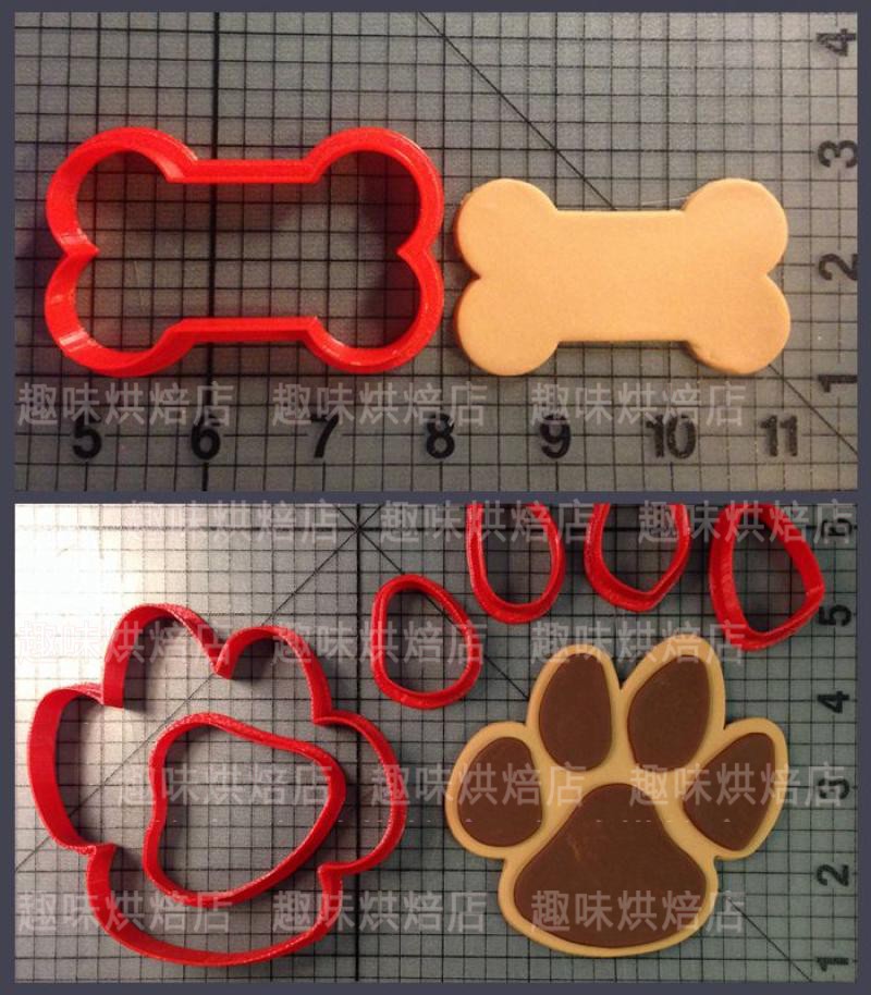 骨头狗脚印3D打印翻糖模馒头模曲奇饼干切模蛋糕装饰定制烘培工具