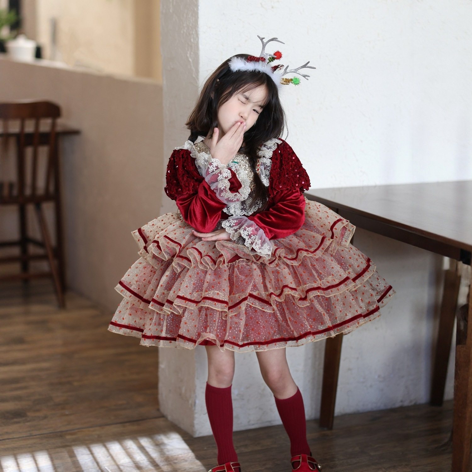 女童红色丝绒洛丽塔公主裙加绒连衣裙2026冬季女孩波点蓬蓬裙礼服,童装/婴儿装/亲子装,连衣裙,淘宝优惠券,粉丝福利购,淘宝优惠卷