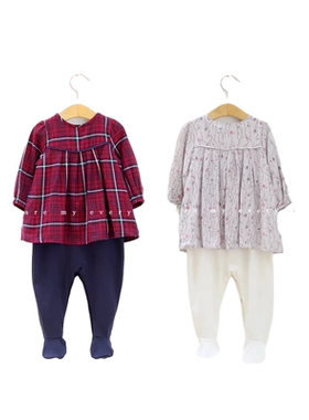 轻奢MAMAS&PAPAS连体衣包脚宝宝衣服女春季婴儿公主连脚哈衣爬服