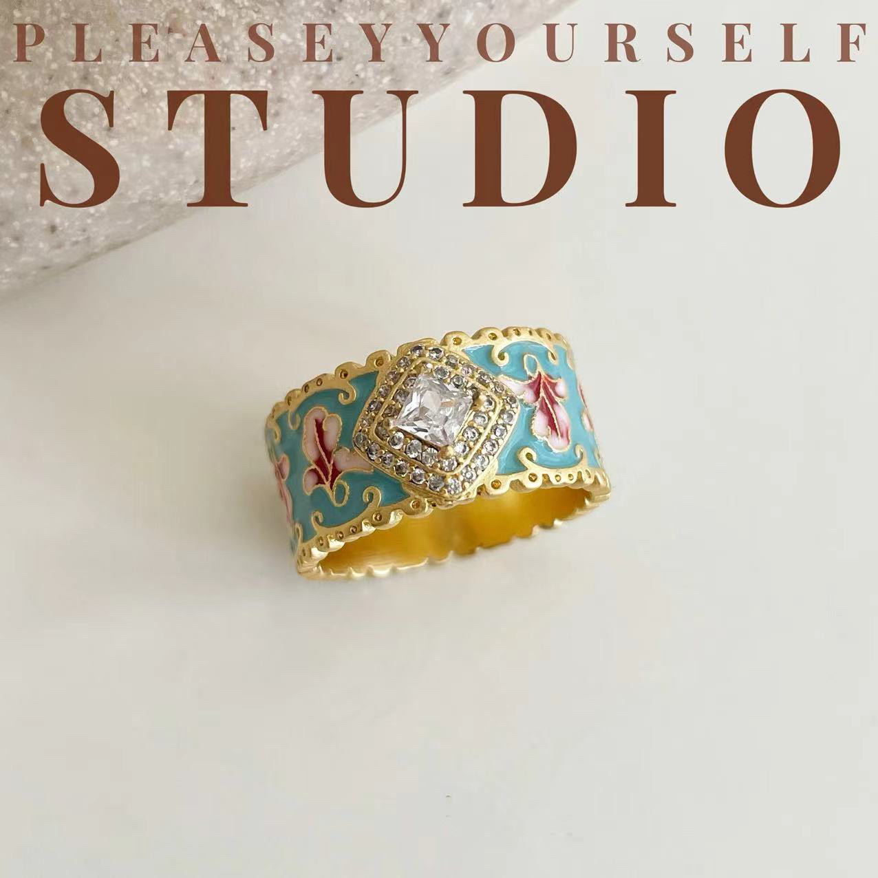 夏苒XIARAN「明兰戒指」彩色重工滴油锆石花朵镶嵌宫廷风戒指女