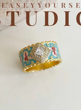 夏苒XIARAN「明兰戒指」彩色重工滴油锆石花朵镶嵌宫廷风戒指女