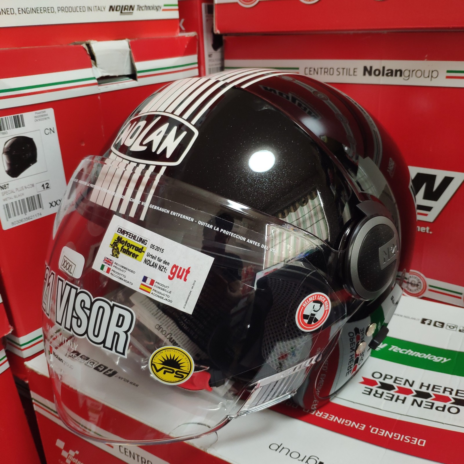 意大利进口nolan头盔摩托车复古半盔 n21夏季墨镜都市双镜片四季