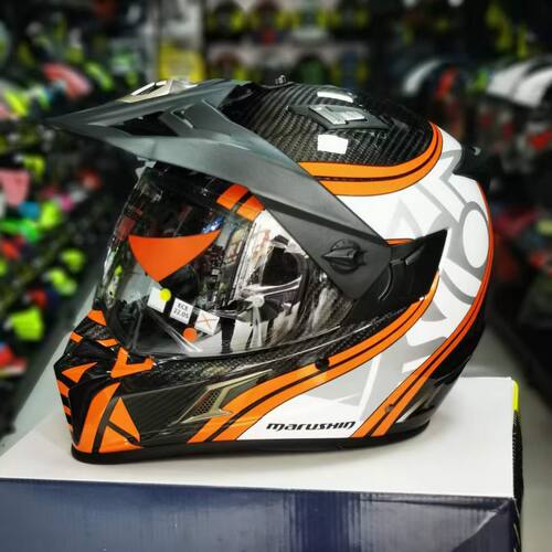 marushin碳纤维摩托车越野拉力盔