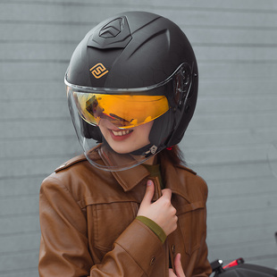 FASEED碳纤维半盔男女夏季机车双镜四分之三踏板骑行摩托车头盔