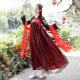 原创古装汉服女中国风齐胸襦裙超仙气飘逸古风学生日常夏季彼岸花