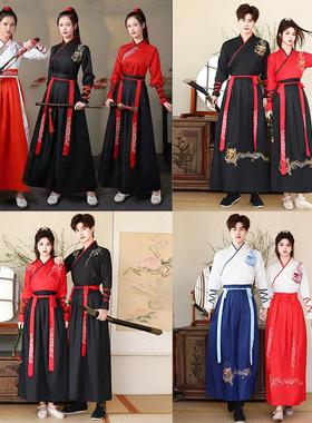 骁的舞蹈服装武侠风汉女合唱表班中国古打鼓男团扇子舞演出雪龙吟