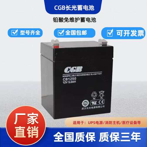 武汉长光CGB蓄电池CB1250 CB1240 CB1270电梯 消防应急12V5AH