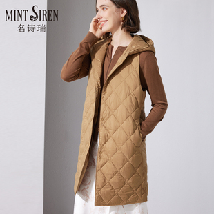 马夹背心轻薄保暖2025春季新款可外穿白鸭绒内胆中长款带帽羽绒服