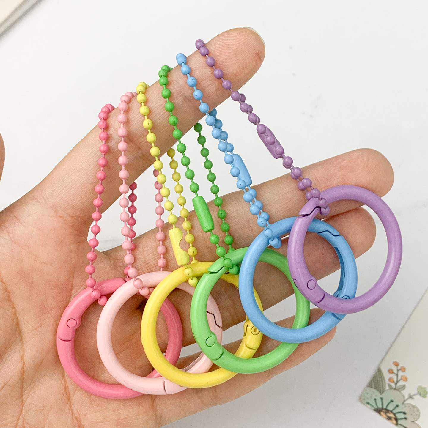 糖果色波珠链钥匙扣挂链咕卡链子