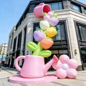 春天商场户外大型花朵气模装 饰仿古镇古街网红引流打卡拍照道具