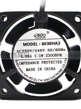 6030HA2 220V 6cm 6028 微型风扇 最小交流风机 机柜散热