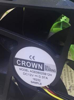 全新惯展CROWN 8025 AGE08025B12H DC12V 0.37A 两线 散热风扇8CM