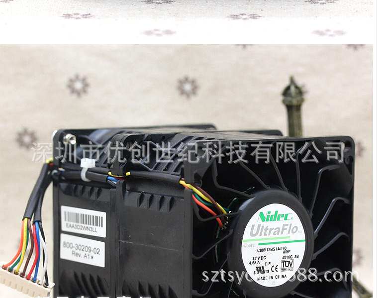 NIDEC C80V12BS1AJ-70 12V 4.68A 8089 8CM汽车增压暴力散热风扇