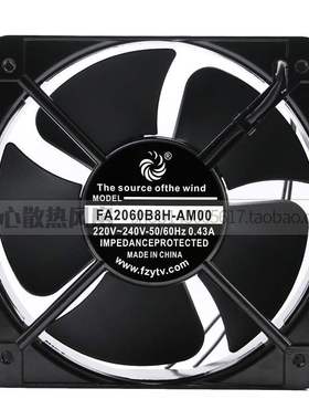 FA2060B8H-AM00 220-240V 0.43A 20CM 20060 轴流风机 散热风扇
