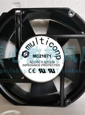 MULTICONP MC21671 轴流风扇, 172MM, 115VAC, 0.22/0.23a 散热