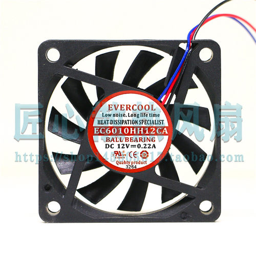 EVERCOOL 捷冷 EC6010HH12CA 6厘米 6010 12V 0.22A 3线 散热风扇