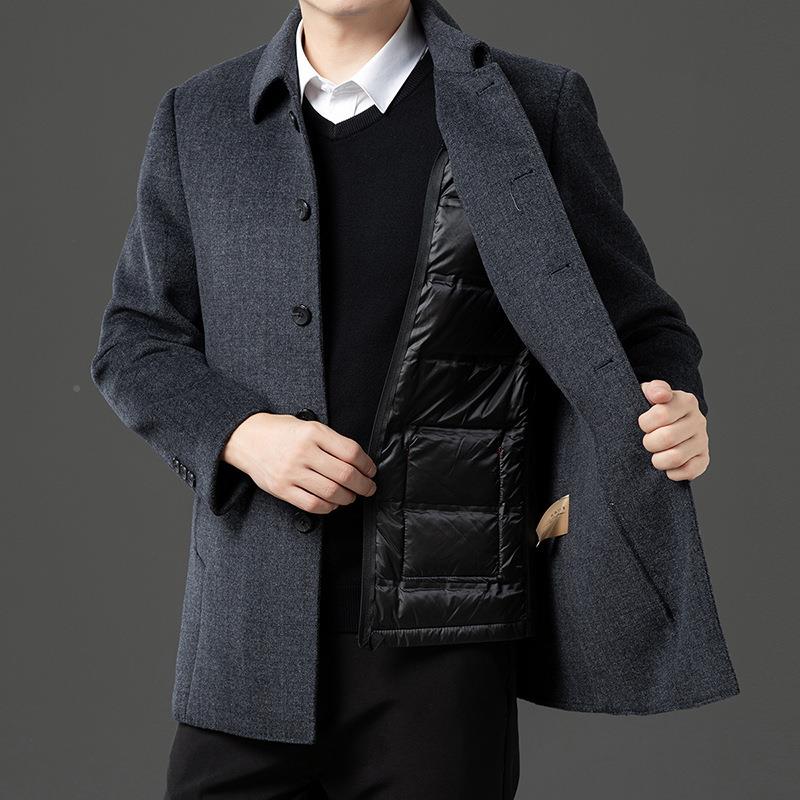 男士双含羊大毛面衣短款中老年呢外子套冬11506-PP季爸爸夹克男装