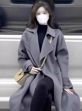 灰色呢子赫大女毛fn-8071呢外套秋冬季衣韩版小个子本大风呢子衣