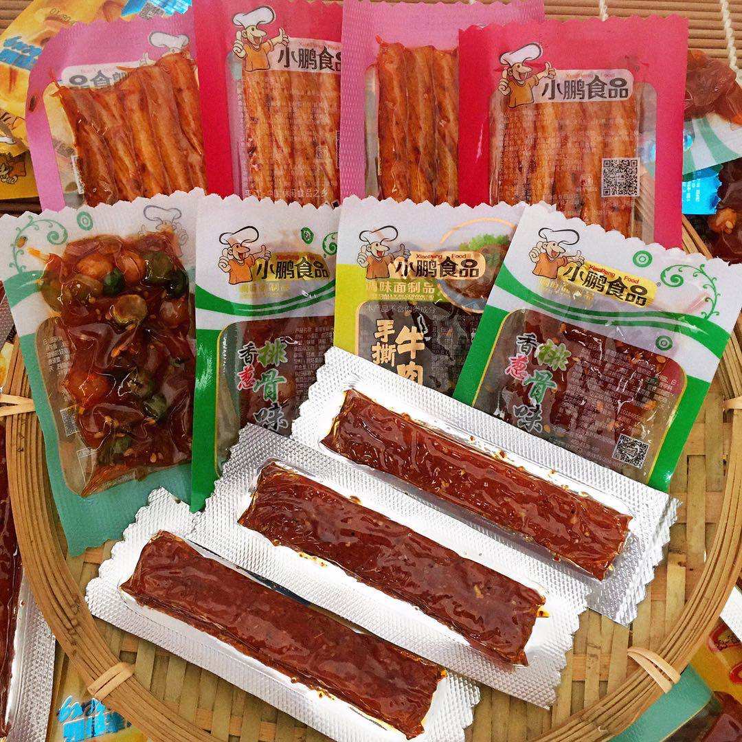 小鹏绝味面筋1000g手撕牛肉味辣条麻辣素食小辣片儿时怀旧零食品