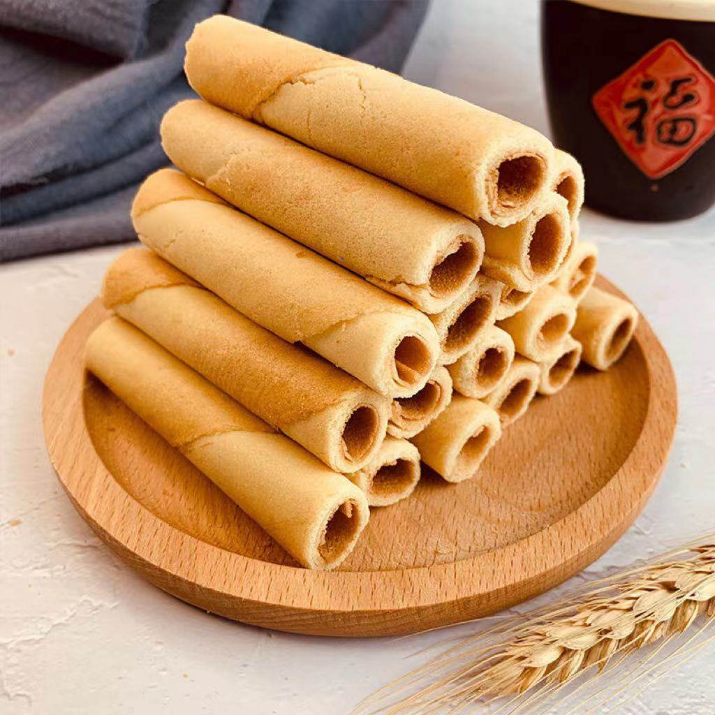 雪花蛋卷空心酥脆老式怀旧传统糕点零食手工煎卷鸡蛋卷酥皮空心卷