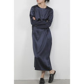 连衣裙 JUZININE原创设计 真丝长袖 桑蚕丝圆领长裙