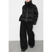 JUZININE原创设计重磅真丝羽绒服95白鹅绒高领加厚保暖短款 外套