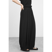 JUZININE原创设计真丝弹力腰长裤 桑蚕丝双绉橡皮筋腰宽松休闲薄款