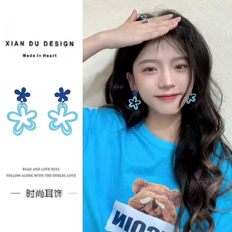 可爱少女心夸张花朵森系耳环耳夹