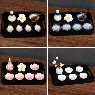 美容院专用精油碗碟子精油壶瓶套盒装调配陶瓷木托盘泰式spa用品