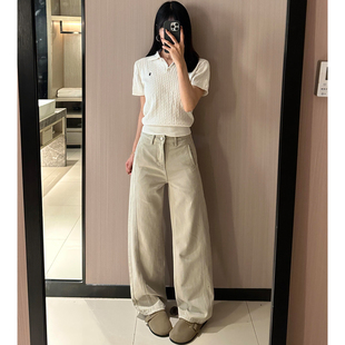 高腰显瘦宽松垂感小个子直筒裤 新款 女2026春季 浅色阔腿弯刀牛仔裤